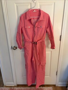 Pink Utility Jumpsuit with Belt